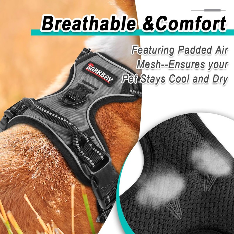 BARKBAY Dog Harness No Pull for Medium Dogs - Adjustable,