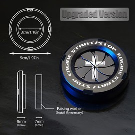 Tybasthe Tybasthe Rotary Push Start Button Cover, Cross Car Accessories Engine Start Stop Button Cover, Car Stickers Interior Decor, Motorcycle Ignition Key Switch Cover, Black