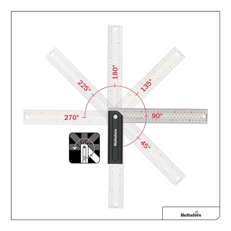 Hultafors 253120 Adjustable Mitre Angle Made of Aluminium, 300 mm