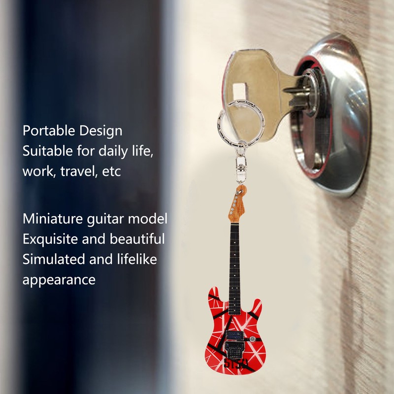 Guitar Keychain Portable Cute Mini Guitar Pendant Key Chain Ring
