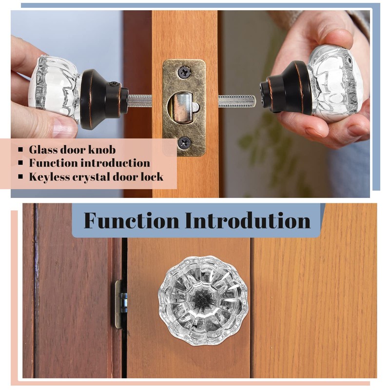 Amylove 8 Set Crystal Door Knobs Mortise Style Fluted Glass