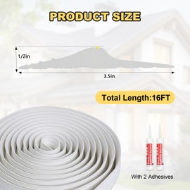 DGSL Universal Garage Threshold Seal Strip with Sealants/Adhesive, 16FT Waterproof Garage Door Bottom Rubber, DIY Garage Door Weather Stripping Replacement, White