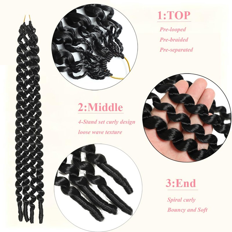 128 Stands Burmese Curly Crochet Hair, Pre-looped Curly Crochet Hair