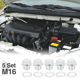 X AUTOHAUX 5 Sets Oil Drain Plug with Sealing Ring M16 x 1.5 Metal Oil Pan Drain Plug