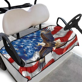Knextrepoy American Flag Golf Cart Seat Cover Eagle Golf Cart Seat Towel Blanket with Front Pockets Comfortable Golfcart Cushion for 2 Person Seats Cart Seat Cover Accessories Decor