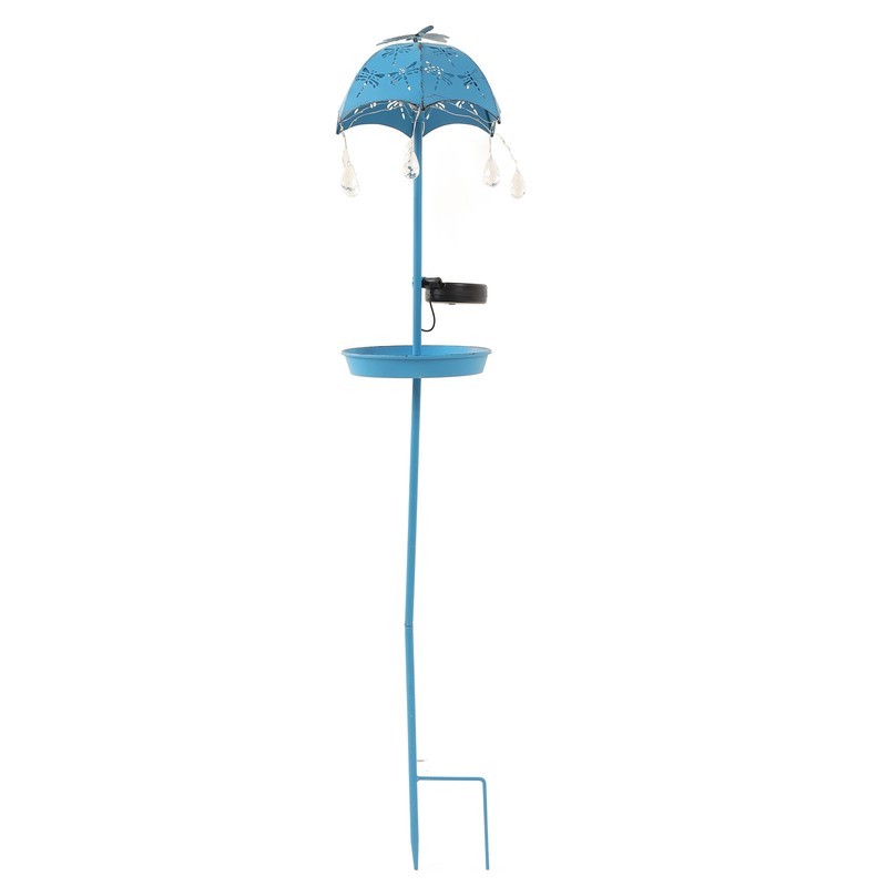 Solar Bird Feeder LED Floor Lamp with Feeding Tray Umbrella