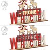 com-four® LED decorative stand made of wood, illuminated lettering on