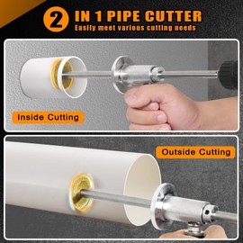 Inside Pipe Cutter for PVC & ABS Pipes, PVC Cutter Tool Set with Adjustable Depth Gauge, 7-Inch Adjustable Depth Plumbing Tool with Diamond Grit Wheel and 1/4" Hex Shank