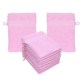 Betz Palermo Wash Mitts 100% Cotton Face Cloth Set Size 16 x 21 cm Pink Pack of 10