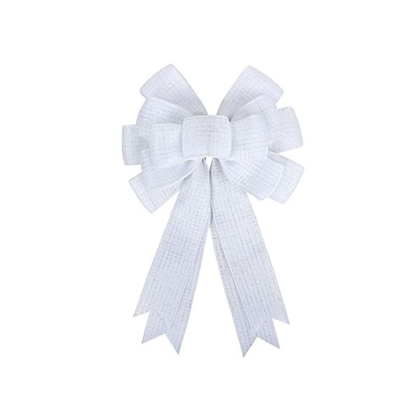 White Wreath Bow Double Layed Gift Bow Christmas Tree Topper