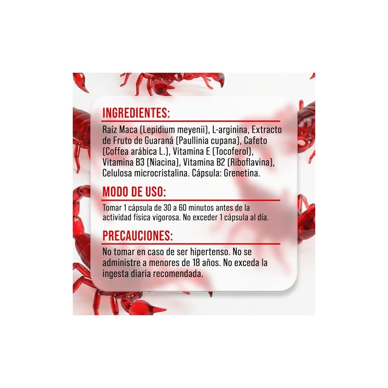 Cápsula Raíz de Maca y L-Arginina Red Scorpion de Yaakunaj