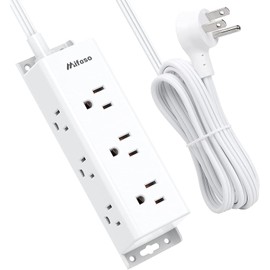 Surge Protector Power Bar - 15FT Extension Cord, 9 Widely Spaced Multi Outlets, Wall Mount, 3 Side Outlet Extender, Flat Plug for Home Office