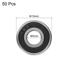 sourcing map 50pcs 695-2RS Deep Groove Ball Bearings 5x13x4mm Chrome Steel Bearing Double Shielded Precision Bearings, P0 (ABEC 1)