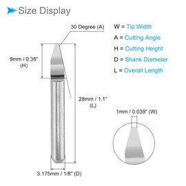 CoCud Engraving CNC Router Bits, 1mm (0.039") Tip Width 30 Degree Angle 1/8" Shank Solid Carbide 2-Flute V Groove Carving Bits - (Applications: for Wood Acrylic Plastic), 10-Pieces