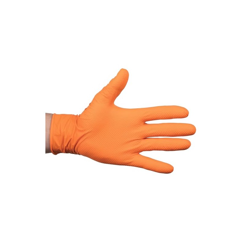 ForPro Professional Collection - Guantes desechables de nitrilo resistentes, naranja,
