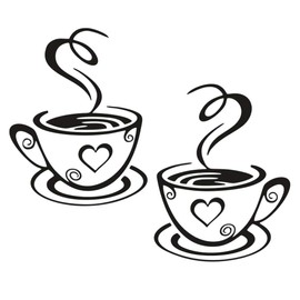 CoffeeCups Vinyl Wall Sticker Removable Bedroom Living Room Office Home Window Door