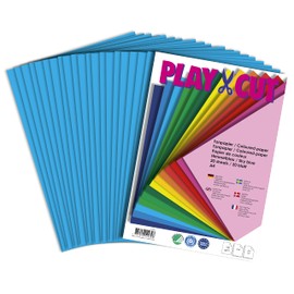 PLAY-CUT Coloured Paper A4 Sky Blue (130 g/m²) | 20 Sheets of DIN A4 Paper for Crafts Printing | Thick Printable Craft Paper Set and Printer Paper A4 | Premium Coloured Drawing Paper & Craft Paper