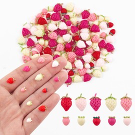 200 Pieces Tiny Strawberry for Dollhouse Miniatures Resin Food for Crafts Mini Strawberry Decor for Dollhouse Mini Kitchen Fairy Garden Micro Landscaping Decoration