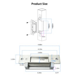 Electric Door Strike Lock ANSI Standard Heavy Duty for Door Access Control System Fail-Secure Fail-Safe Adjustable with Diode Installation Paper(Input Voltage 12VDC)