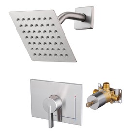 SOOOHOT Shower Kit, Shower Faucet Set with 6-Inch Rain Shower Head, Single-Handle Shower Trim Kit, Brushed Nickel （Valve Included)