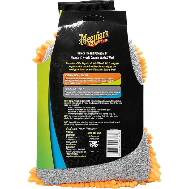 Meguiar's Hybrid Wash Mitt, Dual Sided for Washing and Waxing