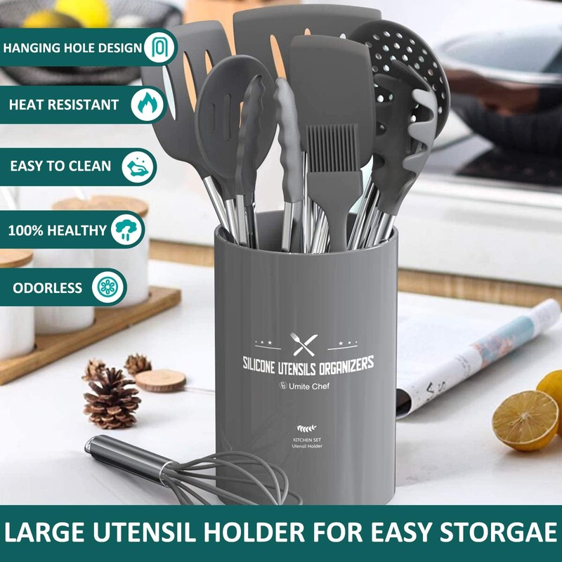 Silicone Cooking Utensil Set,Umite Chef Kitchen Utensils 15pcs Set Non-stick