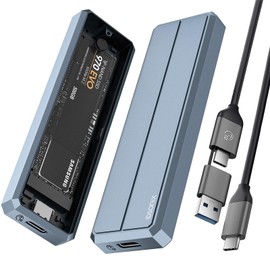 iDsonix M.2 NVMe SATA SSD Enclosure Adapter, Aluminum NVMe Enclosure USB A&C 3.2 Gen 2 10Gbps and 6Gbps SATA AHCI, Supports M-Key/B+M Key with UASP Trim for 2230/2242/2260/2280 SSDs, Grey