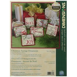Dimensions Needlecrafts Counted Cross Stitch, Christmas Sayings Ornaments