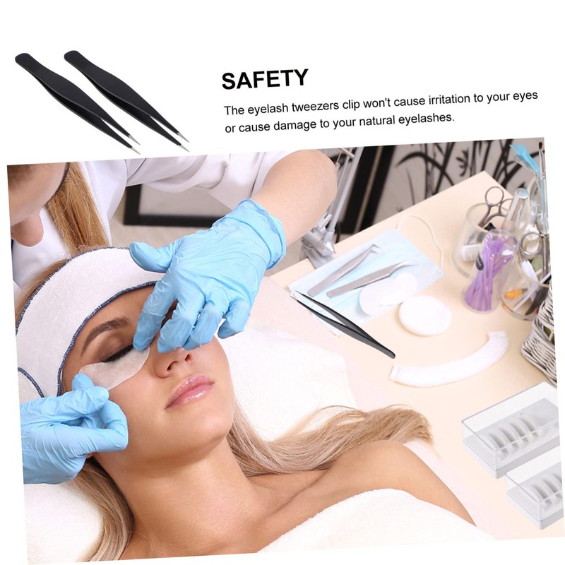 Healeved 6pcs Stainless Steel Eyelash Tweezers for Makeup Eyelash Extension