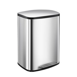 DYTesa 13 Gallon/50L Step Trash Can, Stainless Steel Kitchen Waste Bin with Removable Inner Bucket & Soft-Close Lid for Bathroom, Bedroom, Office