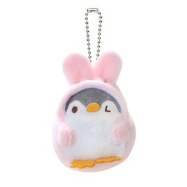 BONICI Super Cute Lovely Wearing Rabbit Clothes Cosplay Plush Penguin Keychain Key-Chains Handbag Backpack Pendant Car Key Ring -Pink