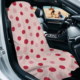 INSTANTARTS Pink Polka Dot Sport Car Towel Seat Cover Gym Car Seat Towel for Sweat Washable Multi-Functional