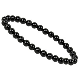 ELEDORO Stretch Bracelet Made of Genuine Gemstone Beads (6 mm) - Pearl Bracelet for Stylish Elegance (Gagat Jet)