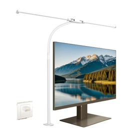 Desk Lamp with Clamp, Eye-Caring Desk Light with 50 Lighting Modes, Wide Double Head, Adjustable Architect LightFlexible Gooseneck, Table lamp for Home Office,Monitor, Computer(lncludes Adapter)