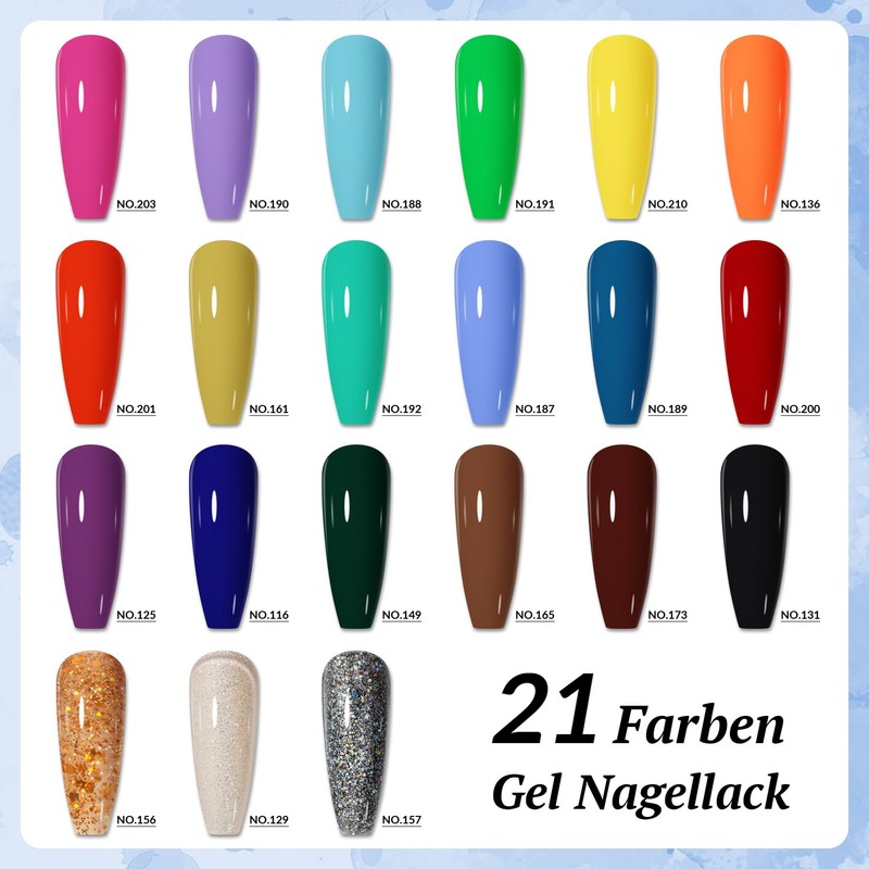 phoenixy Gel Nagellack Set, Phoenixy 21 Farben UV Nagellack Set
