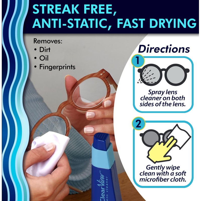 Clear View Lens Cleaner Kit | 2 x 8oz Bottles,