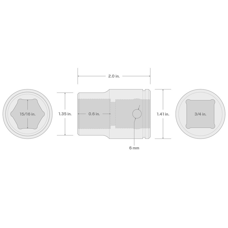 TEKTON 3/4 Inch Drive x 15/16 Inch 6-Point Socket |