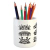Lunarable Party Pencil Pen Holder, Japanese Ancient Cultural Eastern Samurai