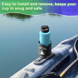 Huntury Kayak Cup Holder with Rubber Tabs, Fishing Tool and Lures Storage, Kayak Water Bottle Holder, Kayak Drink Holder, Tracck Mount Accessories, Track Mount Gear, Pack of 2