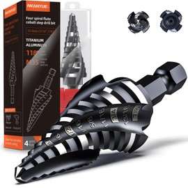 M35 Cobalt Step Drill Bit Set, Four Spiral Flute Cobalt Step Drill Bit, 3/16”-7/8" Impact Unibit Bit,for for Stainless Steel, Wood,Stainless Steel, Wood