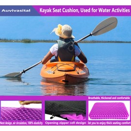 Auvivasital Gel Seat Cushion for Long Sitting for Pressure Relief, Seat Cushion for Back, Hip, Sciatica, Tailbone Pain, Used for The Office, Wheelchair, Car, Kayak, Gym(Pink)