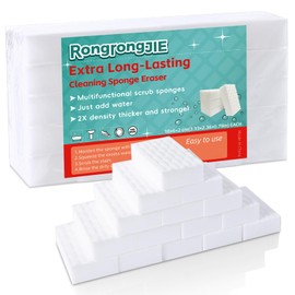 RongrongJIE Magic Sponge Eraser, 2X Density Melamine Sponges for Cleaning, 10 Pcs in Bulk, Long Lasting Scrub Cleaning Pads for Kitchen, Bathroom, Furniture, Tub, Sink, Floors, Baseboard, Shoes, Wall