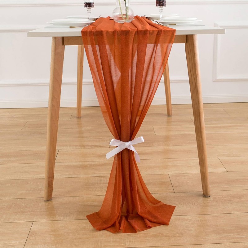 Aoksunova Table Runner, Terracotta Chiffon Table Runner, Wedding, 75 cm