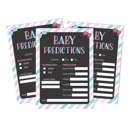 Inkdotpot 50 Prediction Cards For Baby Shower Game It’s A Boy It’s A Girl Stripe Gender Reveal Party Supplies-Fun Baby Shower Game Favors