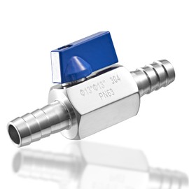 1/2”Barb Ball Valve - Stainless Steel Hose ID Barb Mini Shut Off Valve for Gas Water Drip Fuel Irrigation