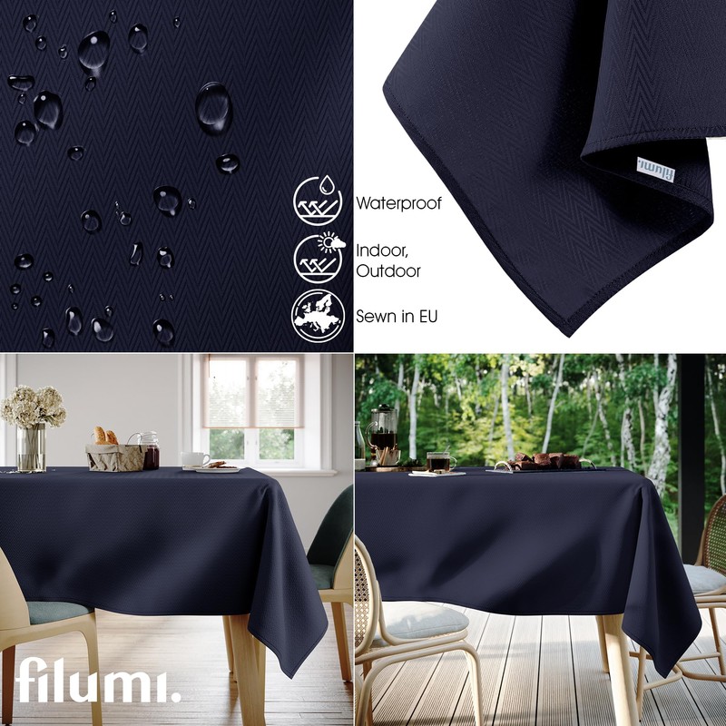 Filumi Tablecloth 110 x 110 cm Round Dark Blue Washable