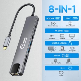 USB C Docking Station with Laptop Stand,8 in 1 USB C Hub with 4K 30Hz HDMI Port,1 x USB-A 3.0/1 x USB-A 2.0 and 2 x 100W USB-C Port, Ethernet, SD/TF for Dell/Surface/HP/Lenovo Laptops