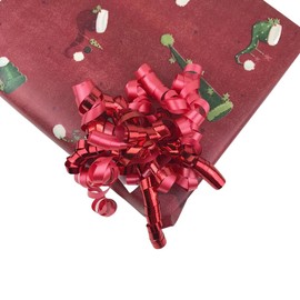 MMvolesy Red Curly Metallic Curly Christmas Bow Self-Adhesive for Gift Wrap, Craft Packing, Wrapping （6pc）