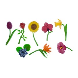 Miniblings Set of 7 Flower Figurines Miniature Flowers Spring Rose Tulip Sunflower