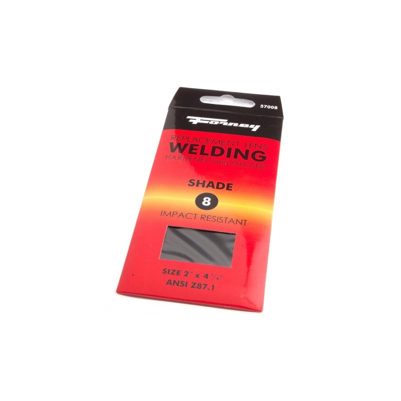 Forney 57008 Lens Replacement Hardened Glass, 4-1/4-Inch-by-2-Inch, Shade-8 , Black